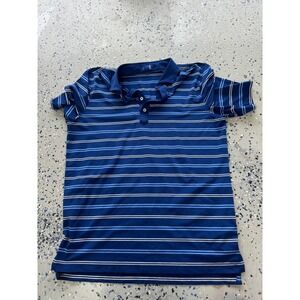 Stitch Striped Golf Polo Shirt Short Sleeve Casual Blue White M/L